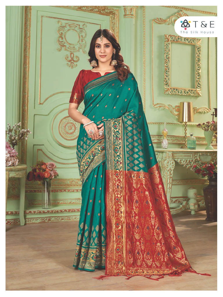 T And E Anika Silk Colors Party Wear Sarees Catalog